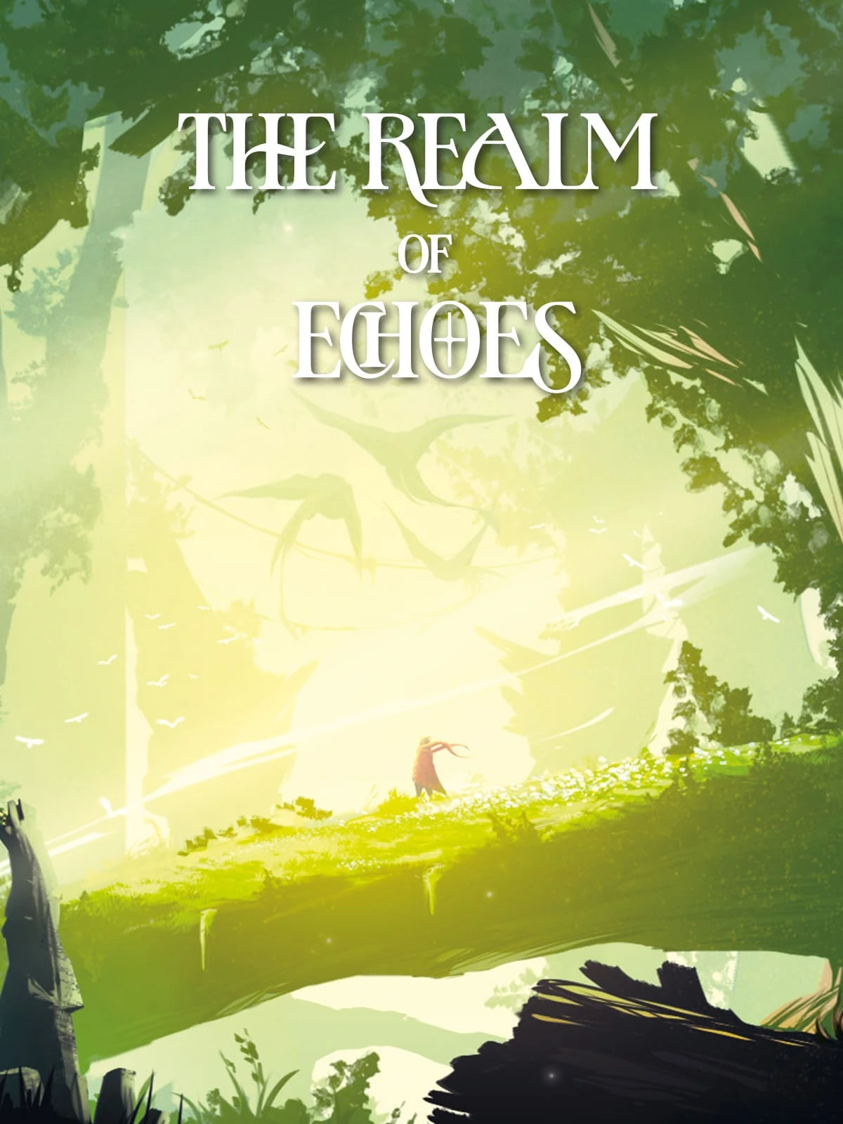 Poster de The Realm of Echoes avec le logo du jeu, accompagné d'une illustration évocatrice de l'univers du jeu.