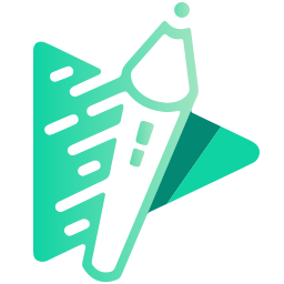Logo Digital Painting School : un stylet vert devant un triangle vert